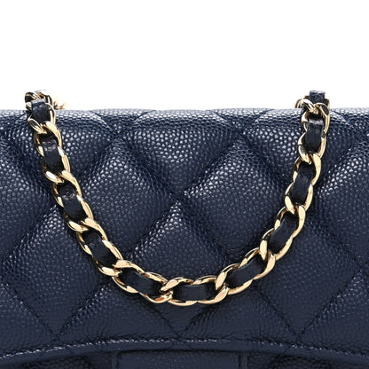 Chanel Caviar Quilted Flap Phone Holder With Chain Navy Blue 9 of 11