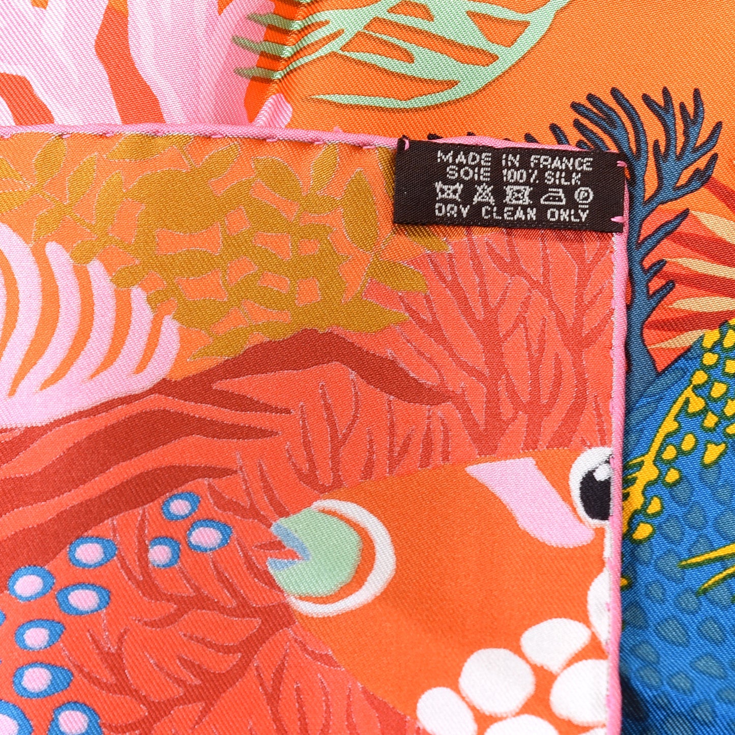 Silk Under The Waves Scarf 90 Orange Vert Rose