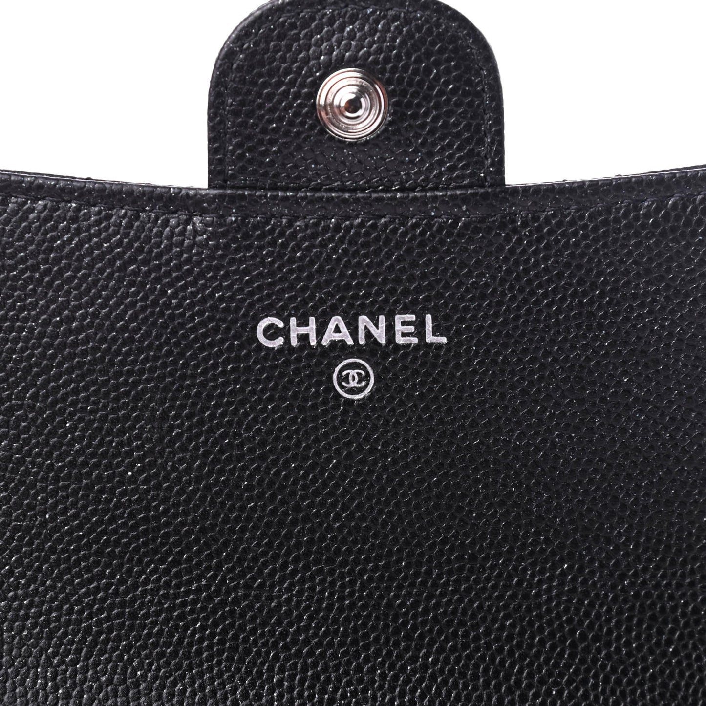 Iridescent Caviar Quilted Medium Flap Wallet Black