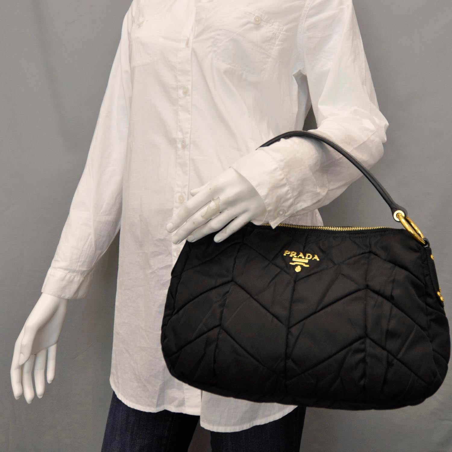 Prada Tessuto Nylon Chevron Bag Nero Black 2 of 8