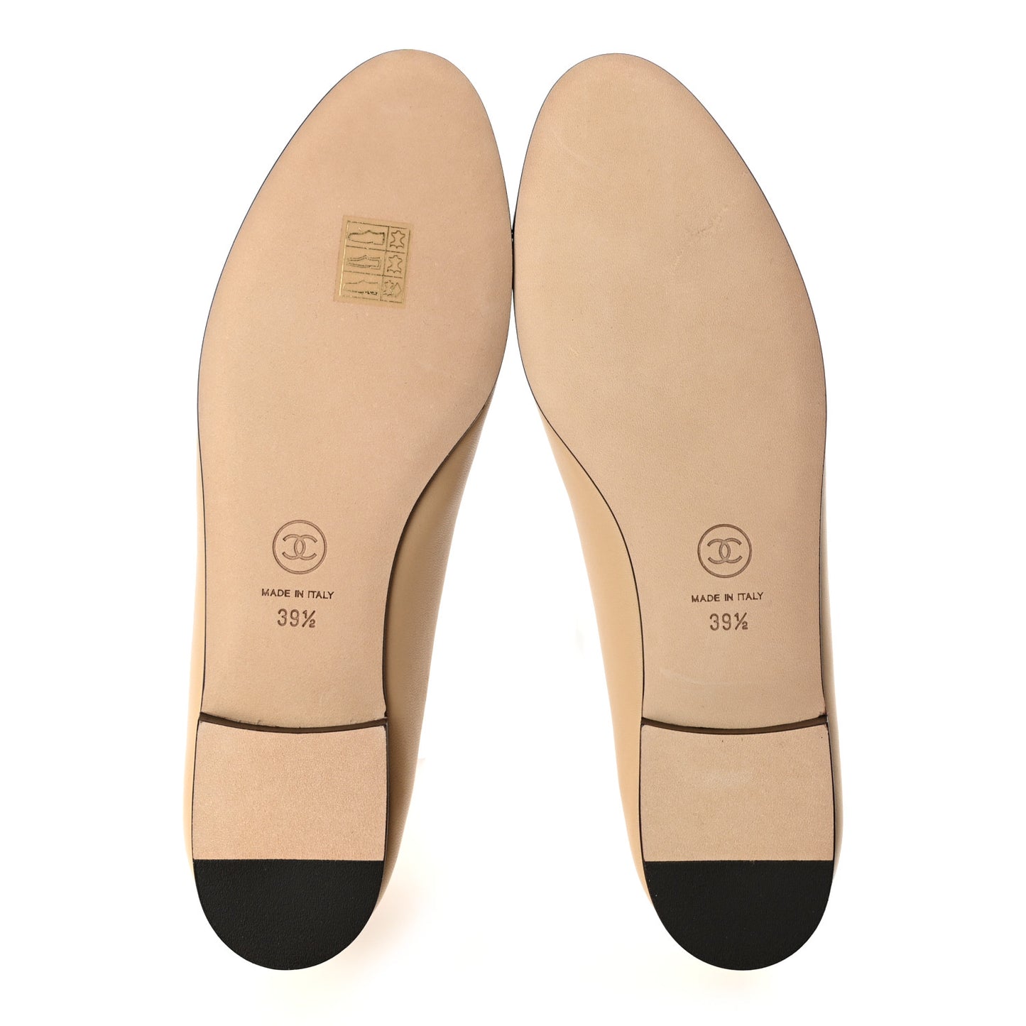 Lambskin Cap Toe Ballerina Flats 39.5 Beige Black