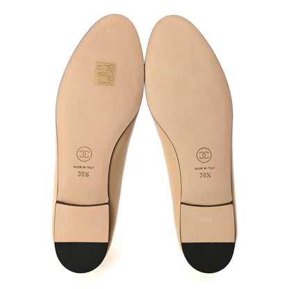 Chanel Lambskin Cap Toe Ballerina Flats 39.5 Beige Black 5 of 8