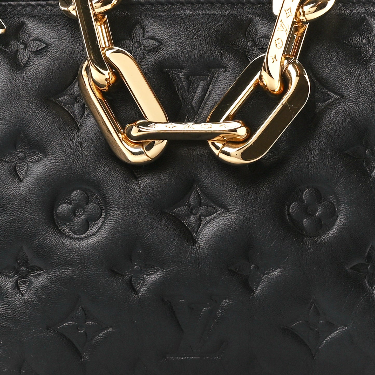 Lambskin Embossed Monogram Coussin BB Black