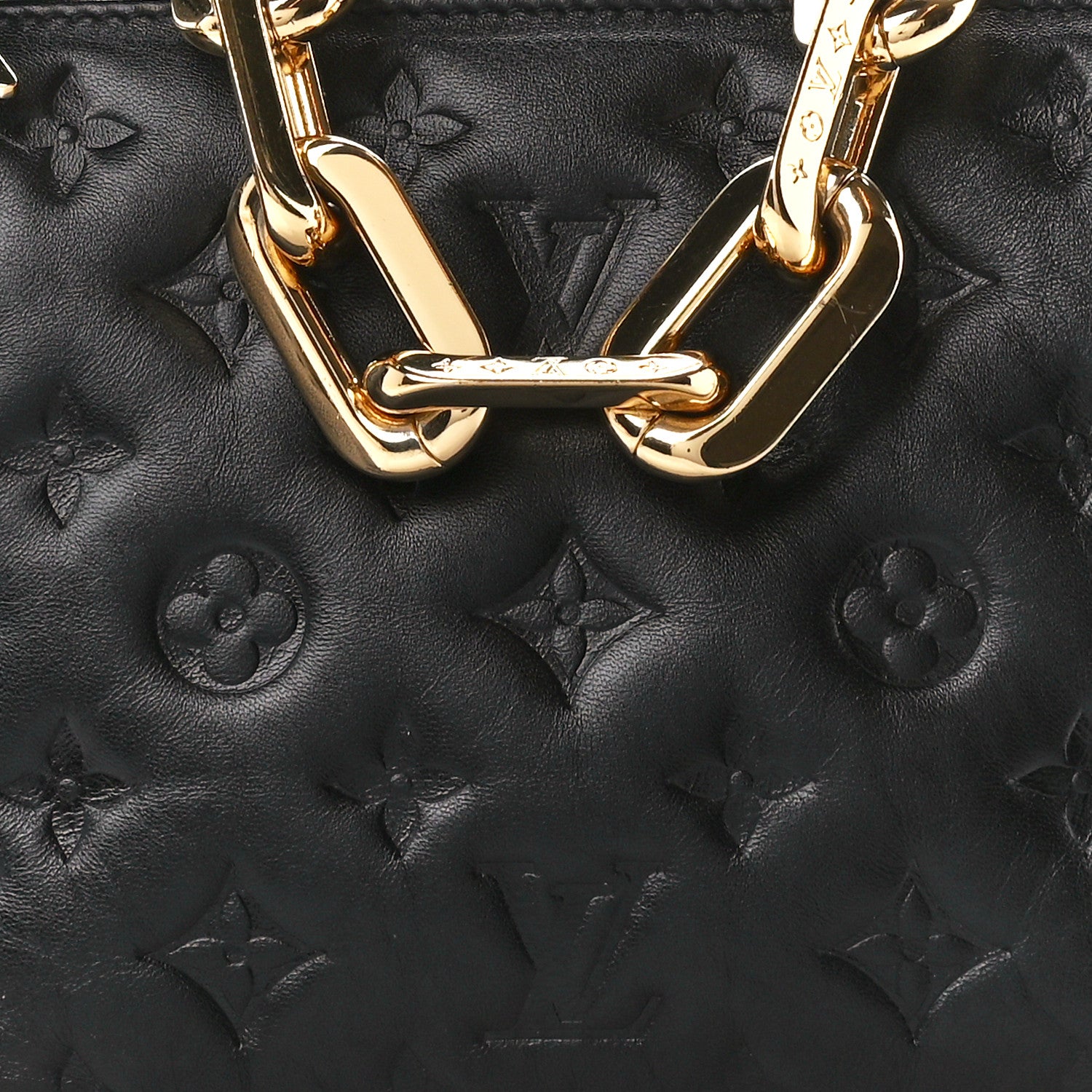 Louis Vuitton Lambskin Embossed Monogram Coussin BB Black 9 of 11
