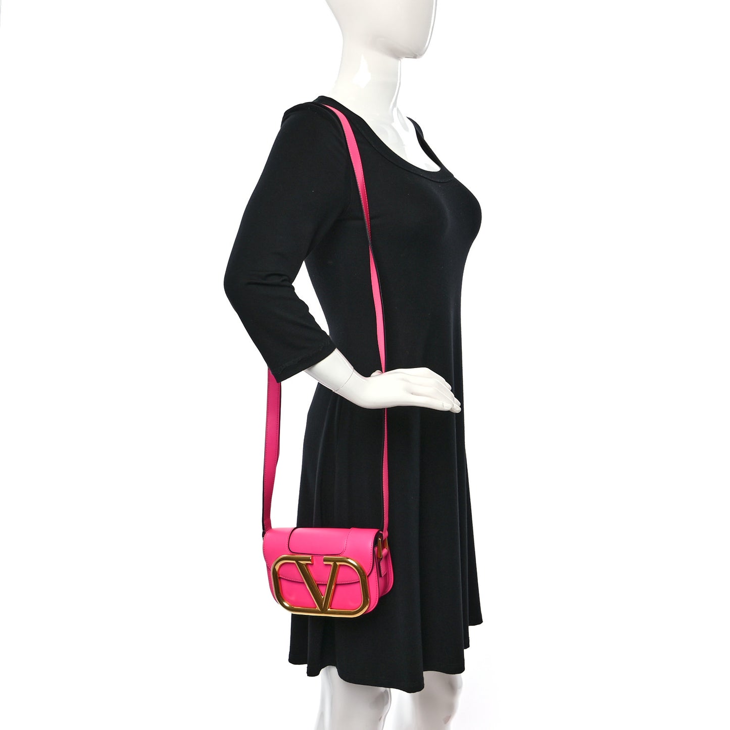 Calfskin Small Supervee Crossbody Bag Azalea
