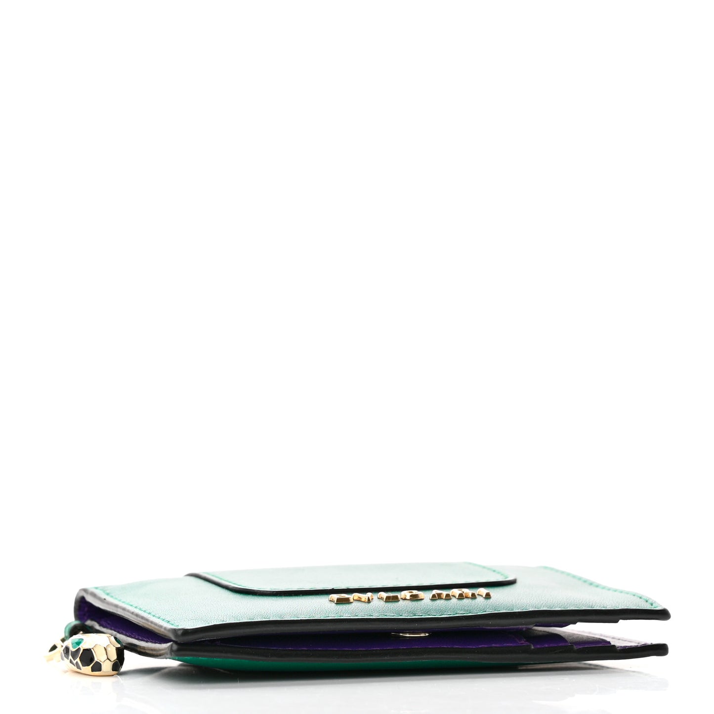 Serpenti Calfskin Card Case Emerald Green Amethyst