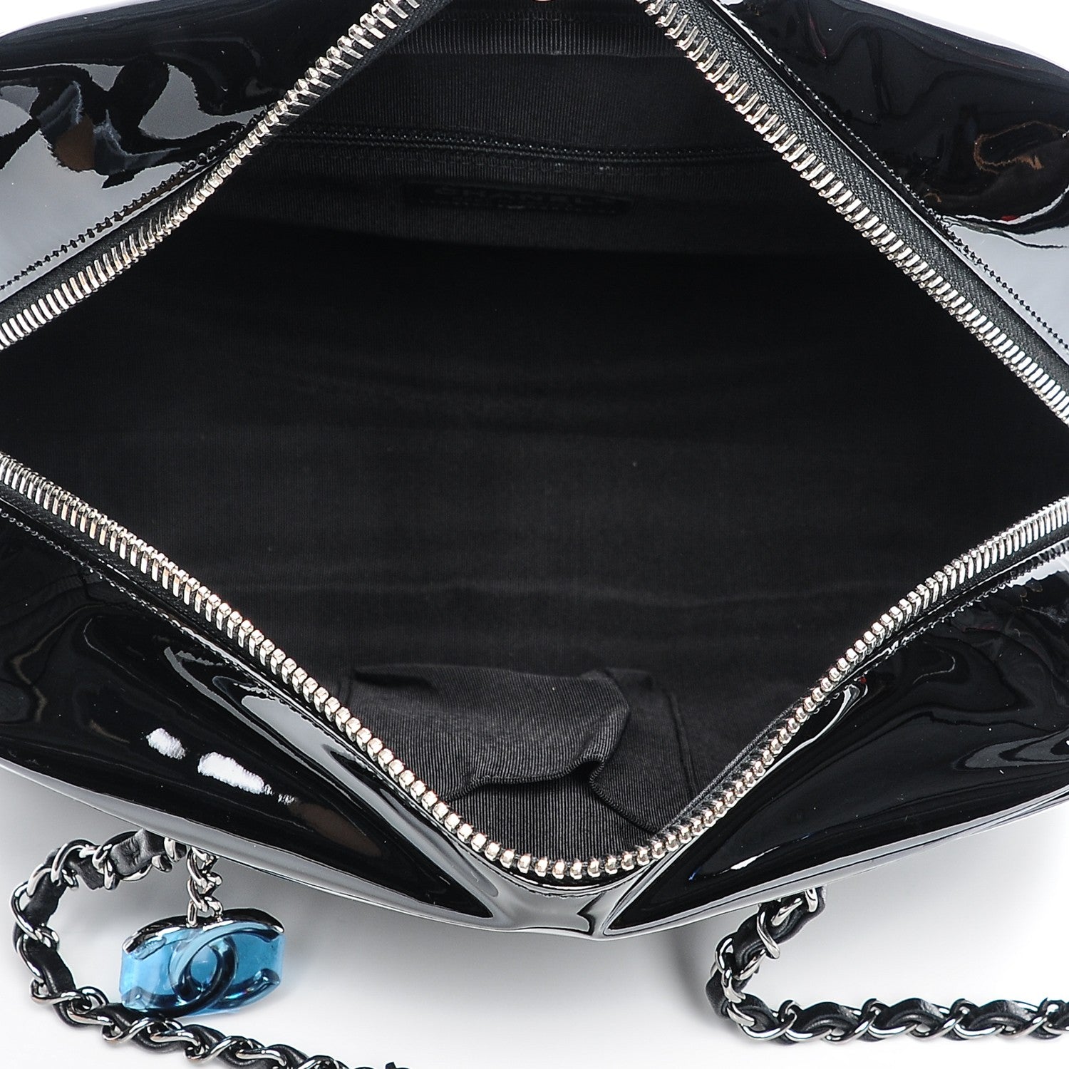 Chanel Patent Calfskin Timeless Duo Bowling Bag Black 5 of 7