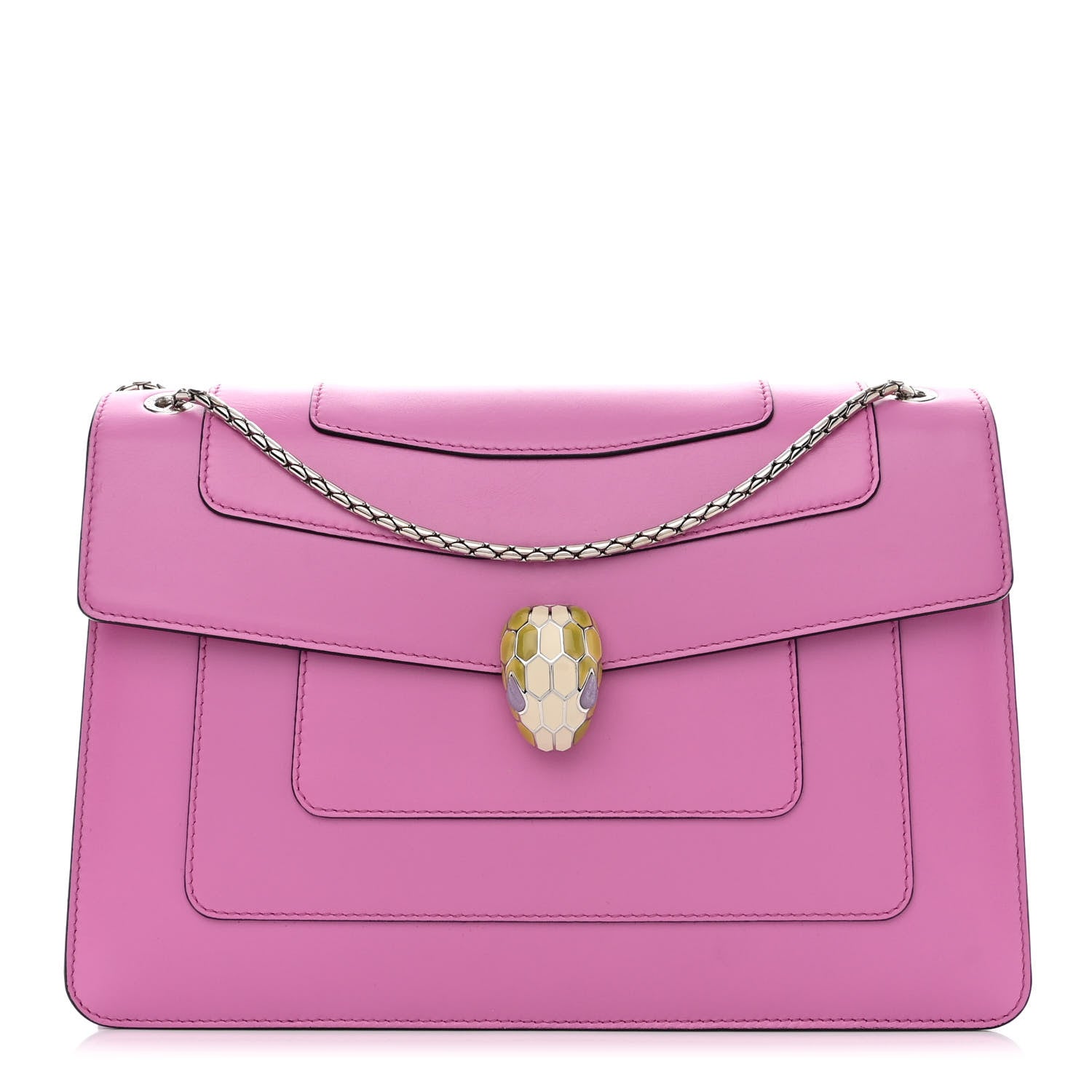 Bulgari Calfskin Serpenti Forever Shoulder Bag Pink 3 of 13