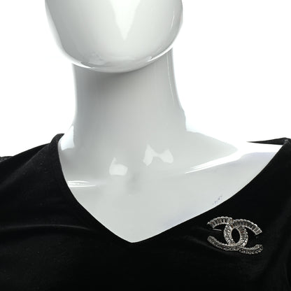 Chanel Baguette Crystal CC Brooch Silver 2 of 4