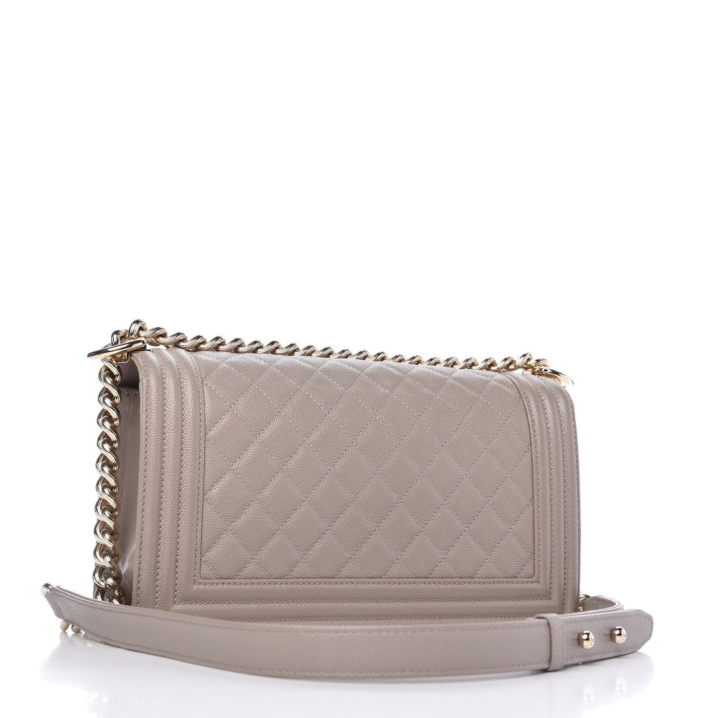 Caviar Quilted Medium Boy Flap Dark Beige