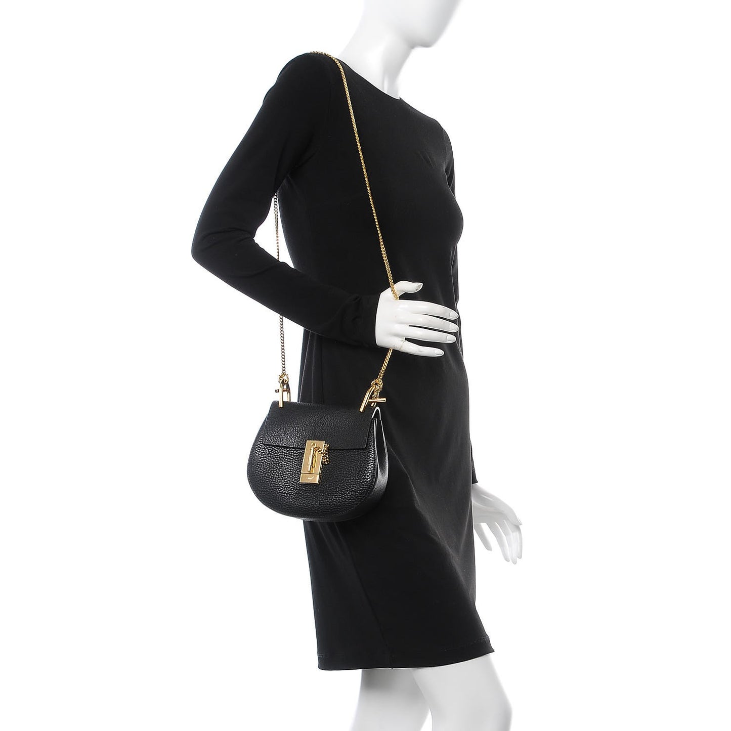 Grained Lambskin Mini Drew Shoulder Bag Black