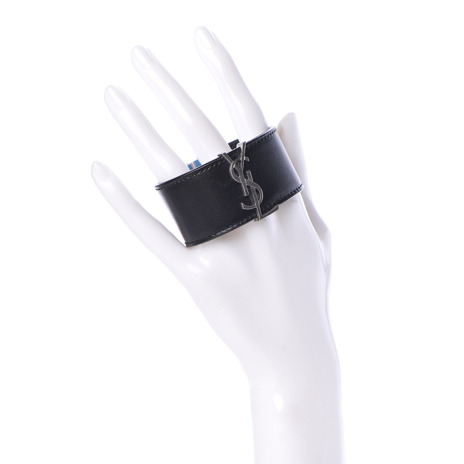 Saint Laurent Calfskin Monogram Bracelet Black 2 of 7