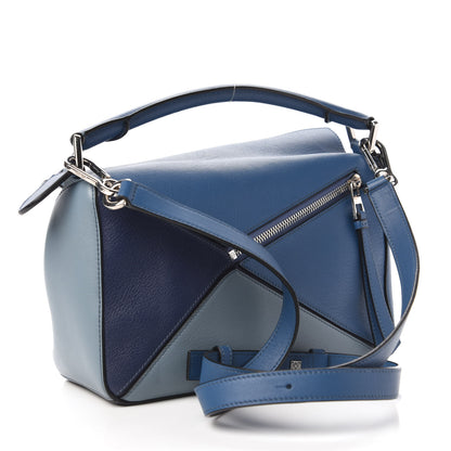 Loewe Calfskin Small Puzzle Bag Marine Stone Steel Blue 3 of 11