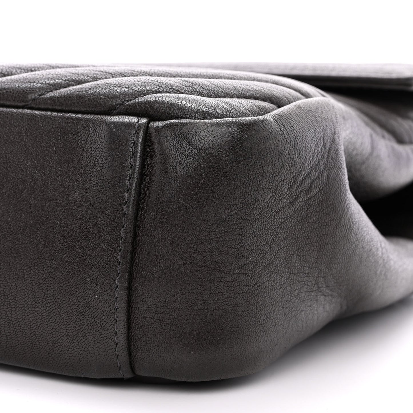 Sheepskin Matelasse Chevron Monogram Large College Satchel Black Tulip