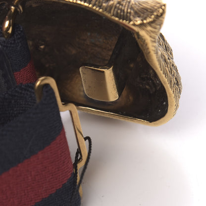 Gucci Web Feline Buckle Belt 70 28 Blue Red 4 of 5