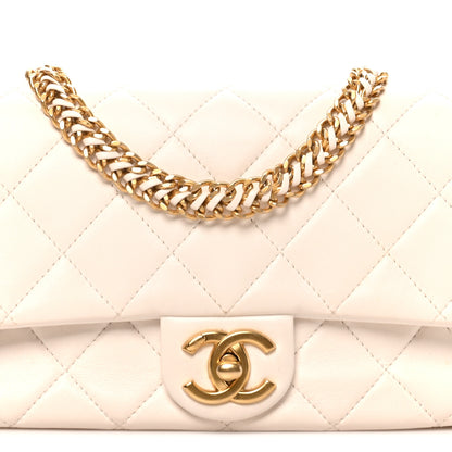 Chanel Lambskin Quilted Small CC Crystal Logo Chain Flap White 8 of 10