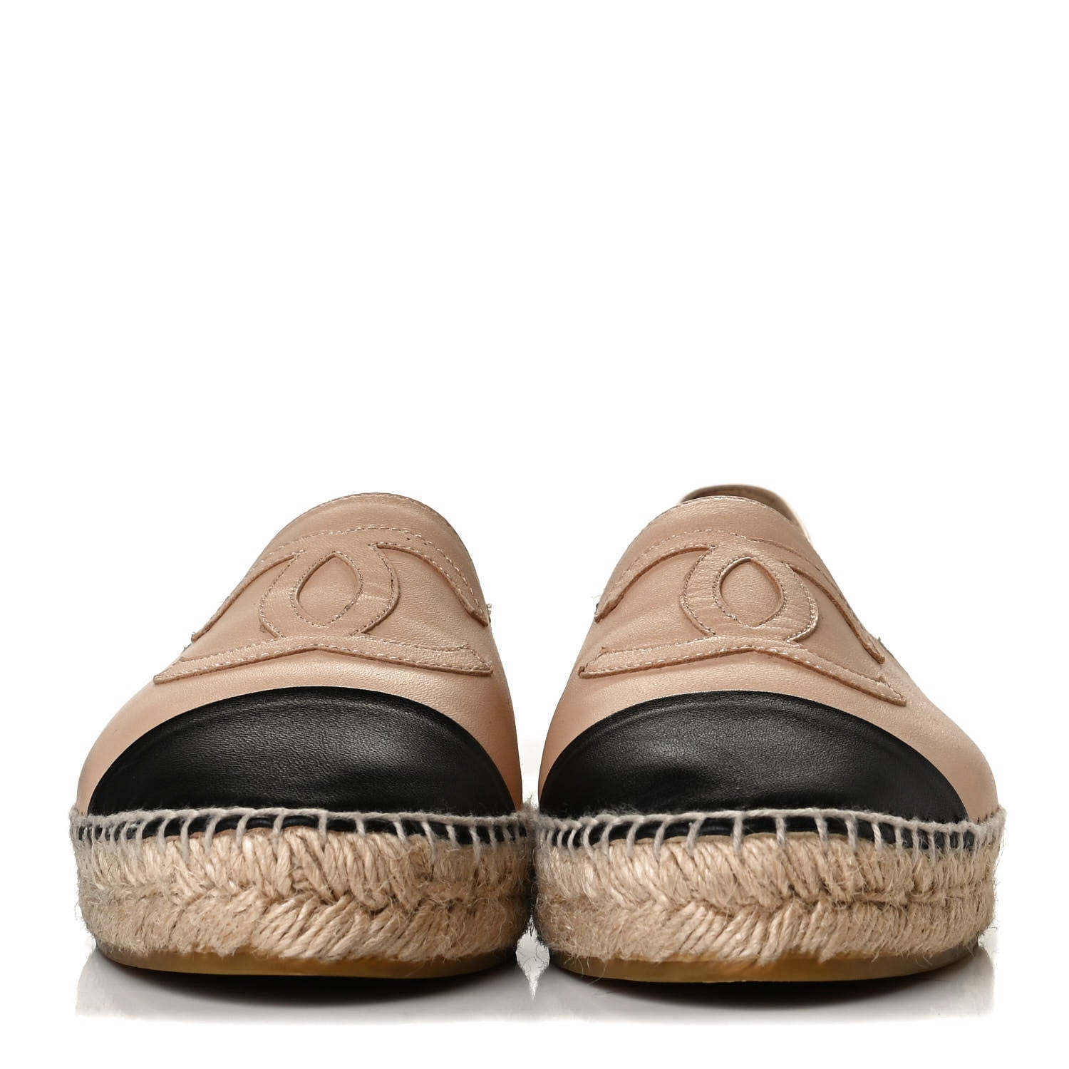 Chanel Lambskin CC Espadrilles 38 Beige Black 2 of 12