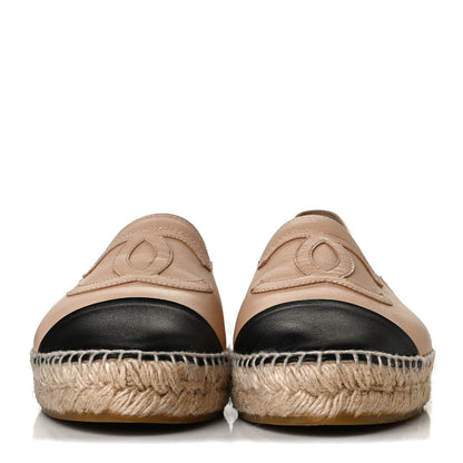 Chanel Lambskin CC Espadrilles 38 Beige Black 2 of 12