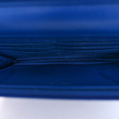 Chanel Caviar Chevron Quilted Wallet On Chain WOC Bright Blue 5 of 11