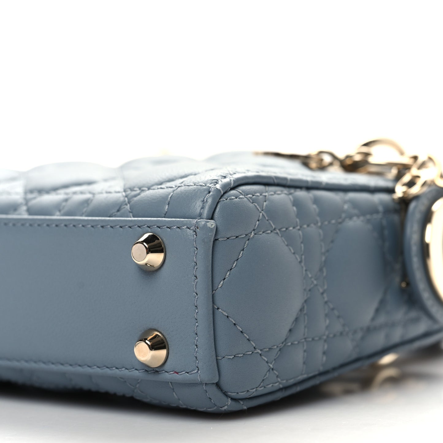 Lambskin Cannage Micro Lady Dior Cloud Gray
