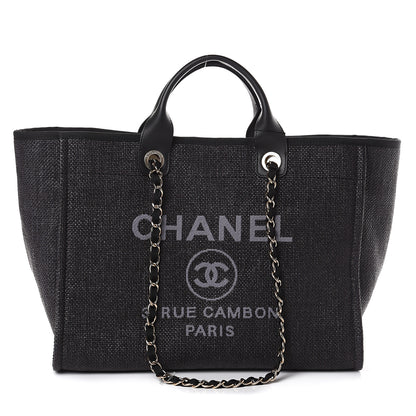 Chanel Woven Straw Raffia Medium Deauville Tote Black 1 of 8
