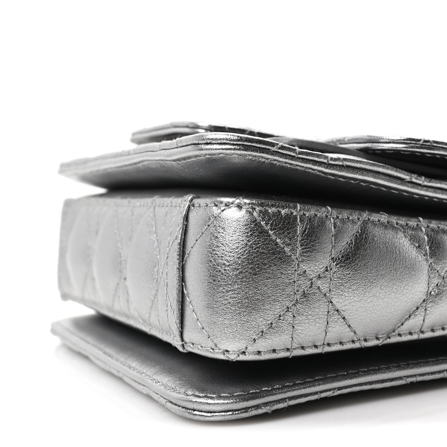 Christian Dior Metallic Lambskin Cannage Mini Jolie Top Handle Bag Silver 10 of 10