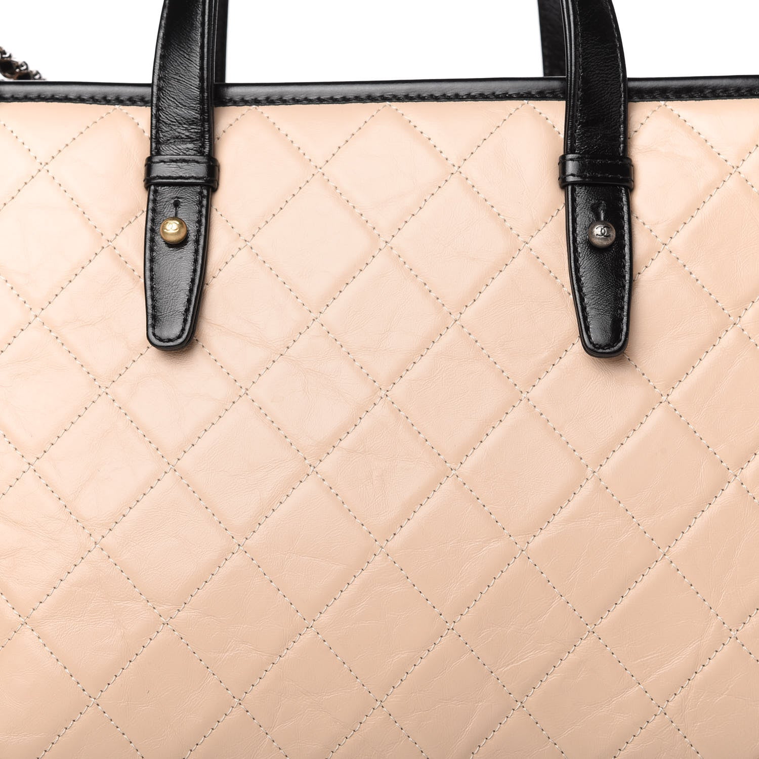 Chanel Aged Calfskin Quilted Large Gabrielle Shopping Tote Beige Black 10 of 10