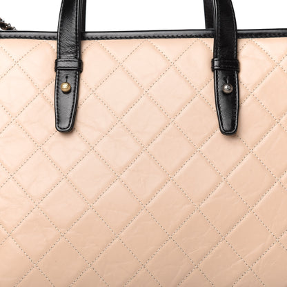 Chanel Aged Calfskin Quilted Large Gabrielle Shopping Tote Beige Black 10 of 10