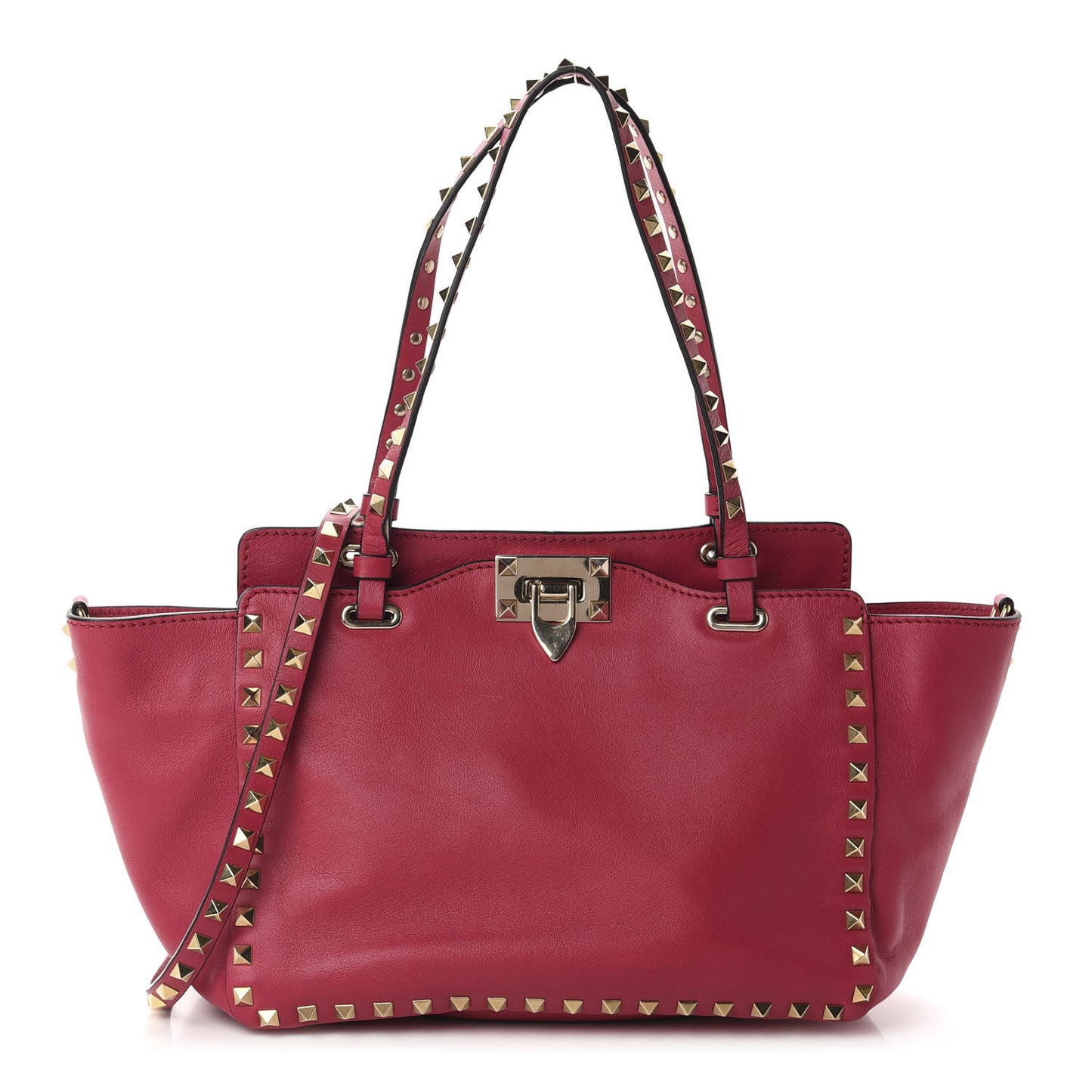 Vitello Small Rockstud Tote Fuchsia