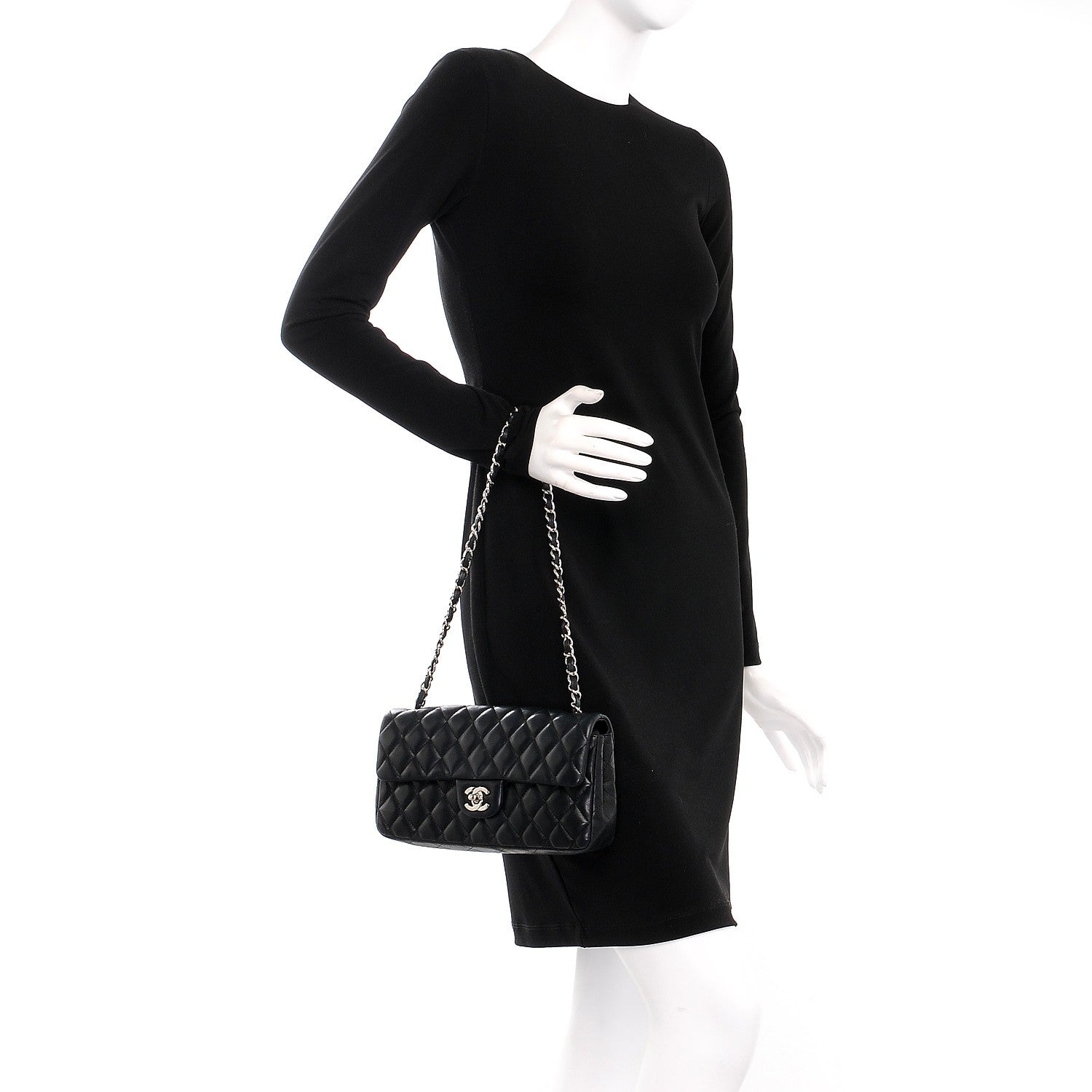 Chanel Lambskin Quilted East West Flap Black 2 of 7