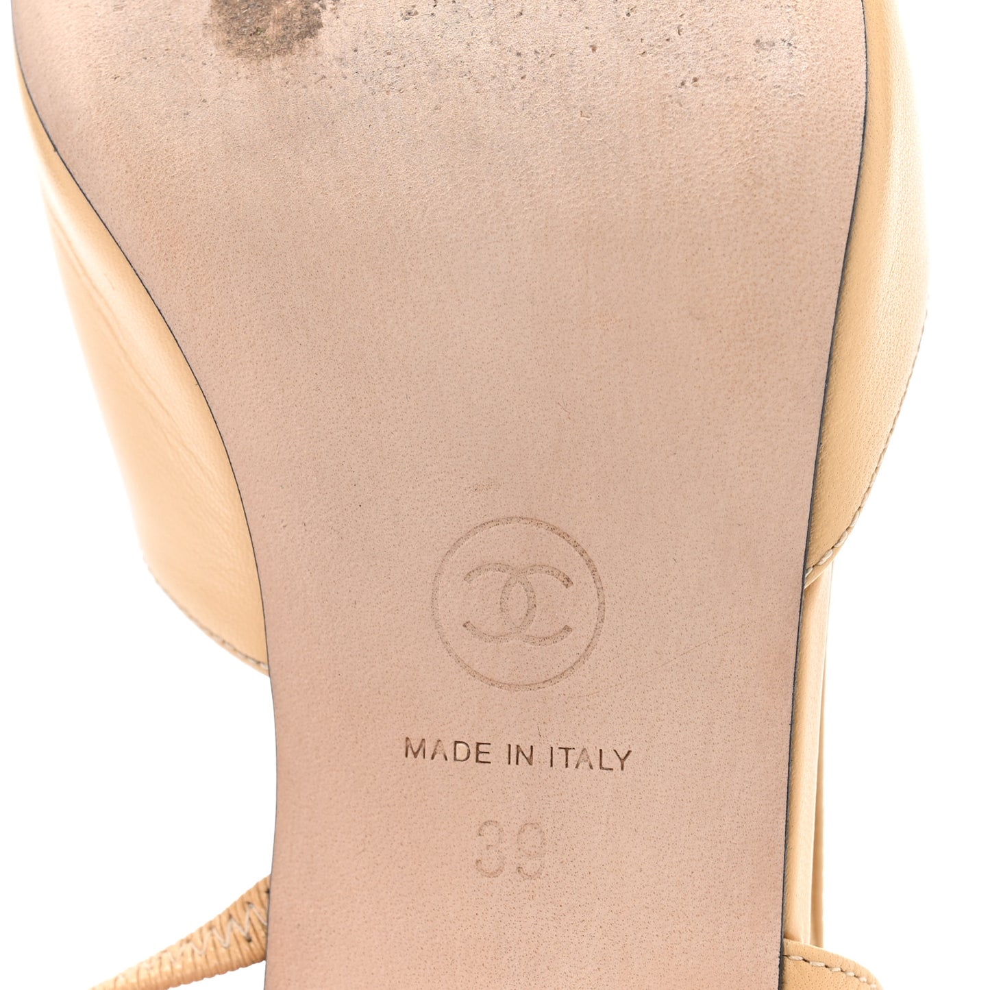 Goatskin Grosgrain Cap Toe CC Slingback Pumps 39 Beige Black
