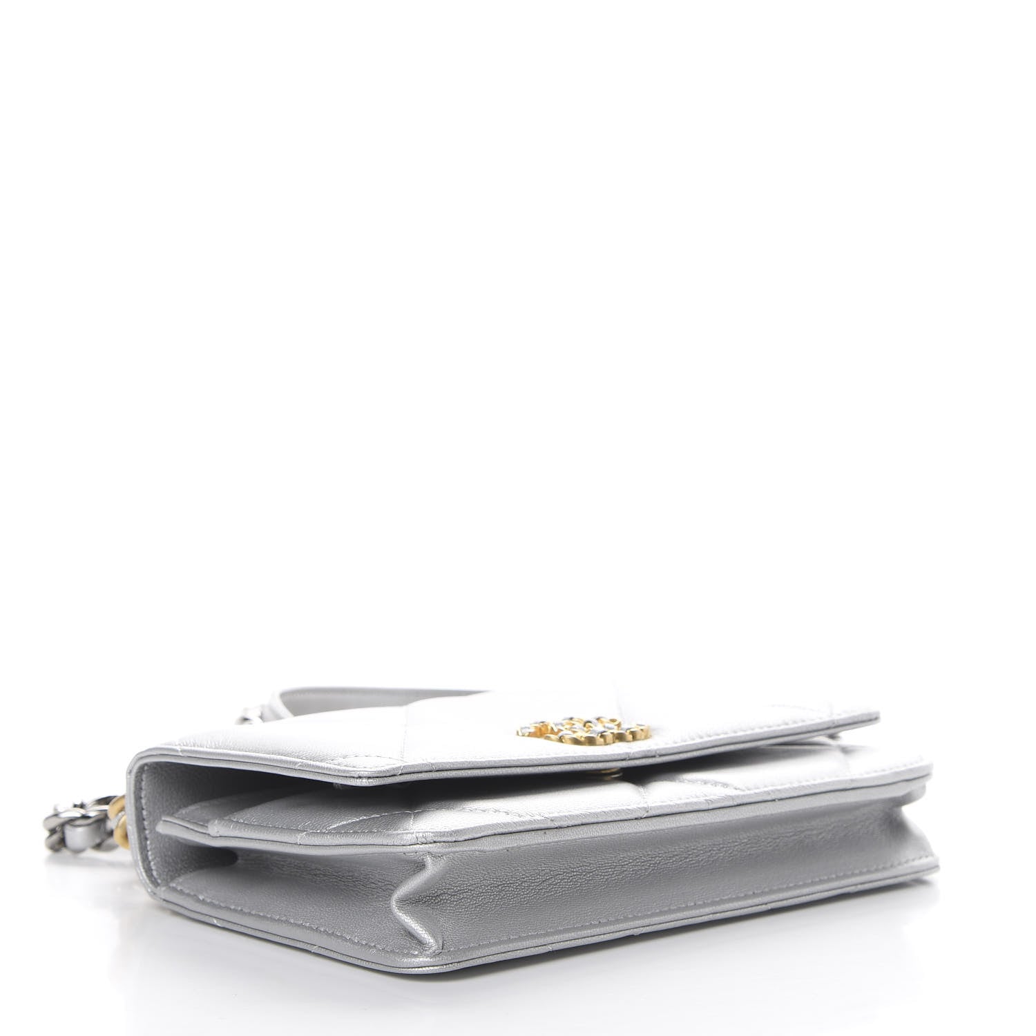Chanel Metallic Goatskin Quilted 19 Wallet On Chain WOC Silver 3 of 12