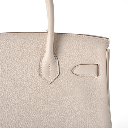 Hermes Taurillon Clemence Birkin 30 Craie 12 of 38