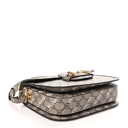 Gucci X BALENCIAGA GG Supreme Monogram Logo Print Horsebit 1955 Shoulder Bag Beige Ebony 4 of 10