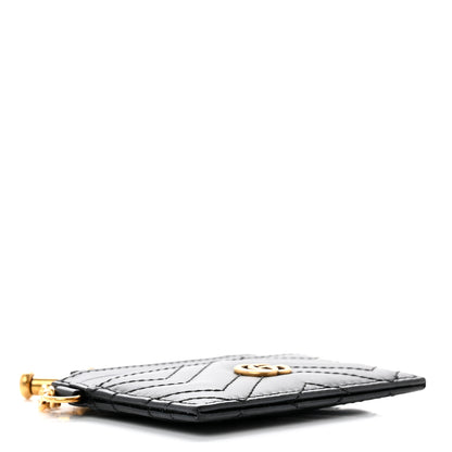 Gucci Calfskin Matelasse Chevron GG Marmont Key Case Card Holder Black 4 of 6