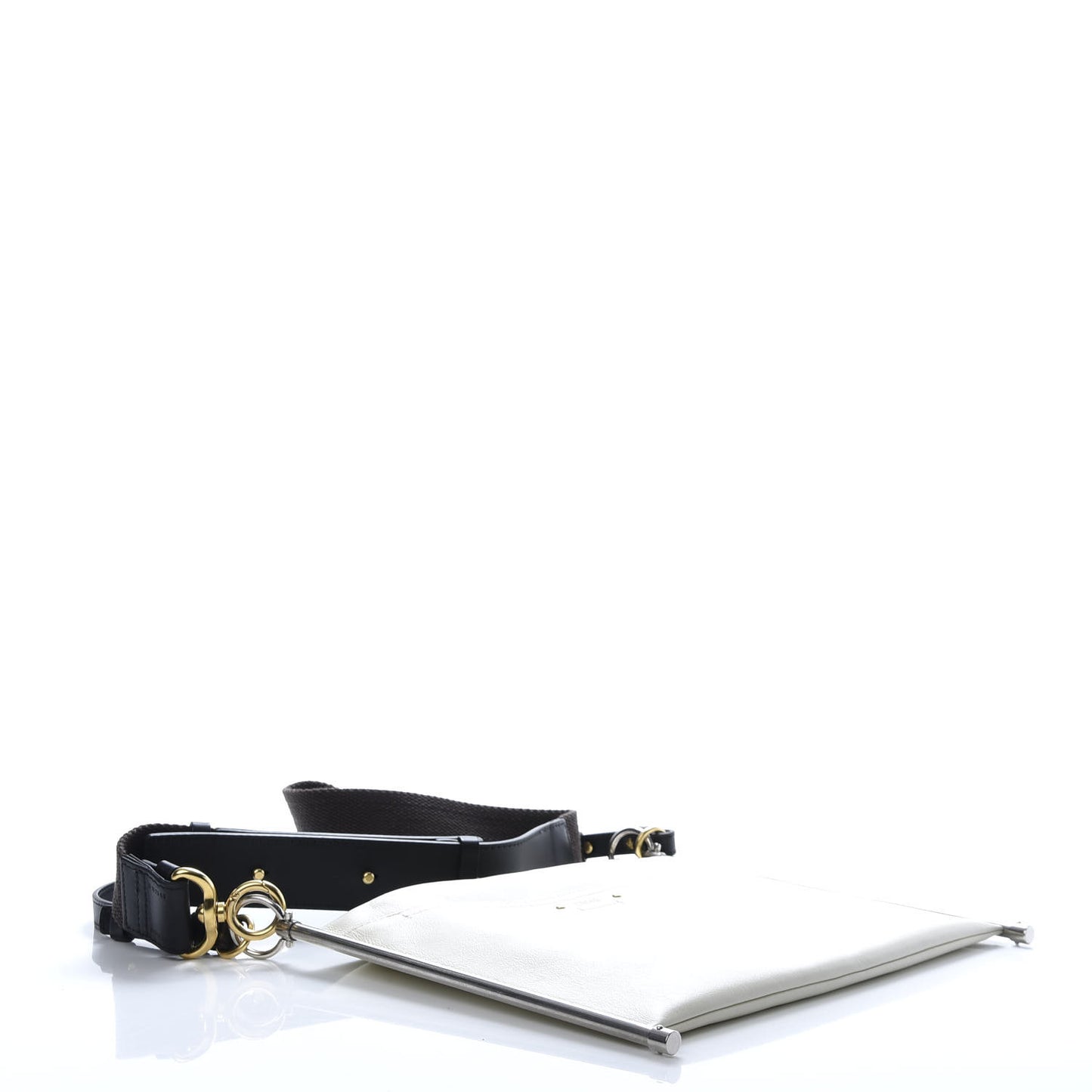 Smooth Calfskin Medium Roy Clutch Natural White