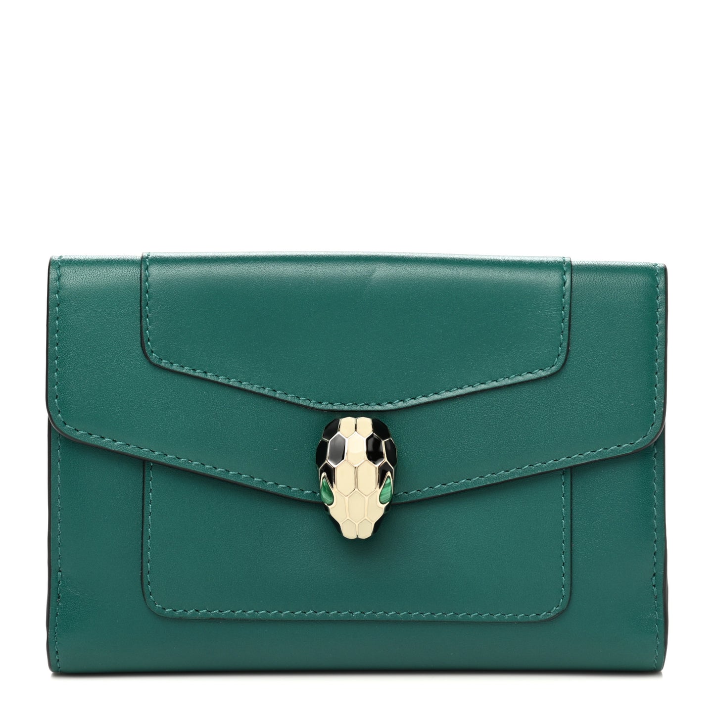 Calfskin Serpenti Forever Bi-Fold Wallet Emerald Violet Amethyst