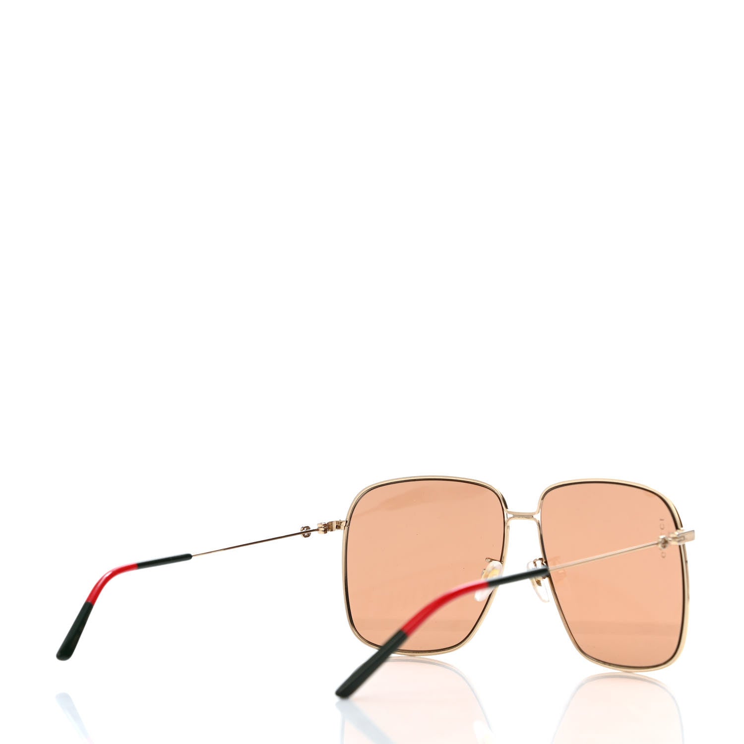 Gucci Web Rectangular Frame Interlocking G Sunglasses GG0394S Green Red 4 of 4