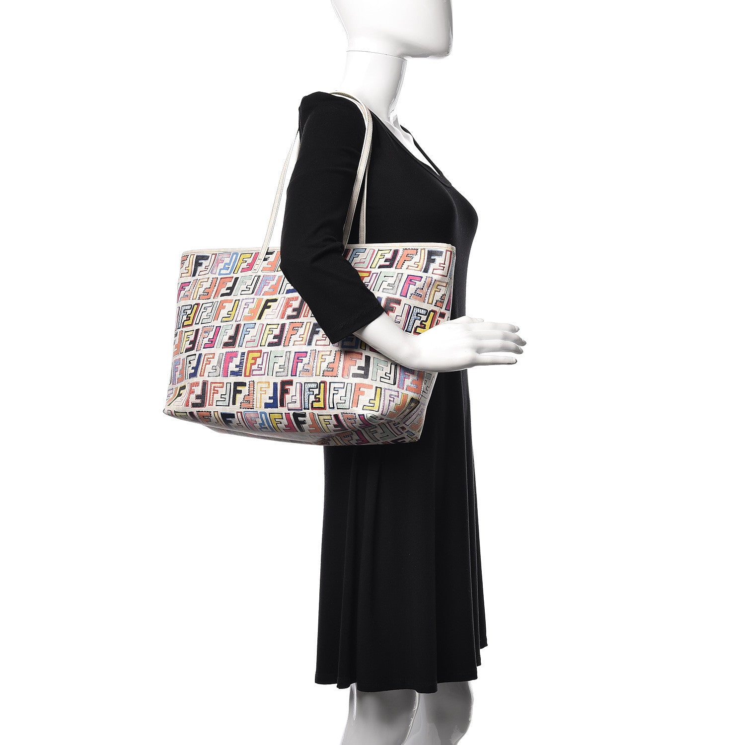 Fendi Zucca Spalmati FF Multicolor Medium Roll Tote Multicolor White 2 of 12