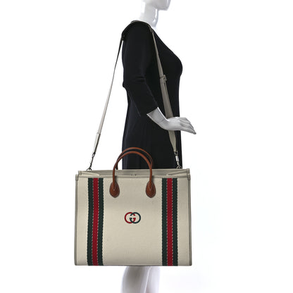 Gucci Canvas Interlocking GG Canvas Tote White 2 of 13
