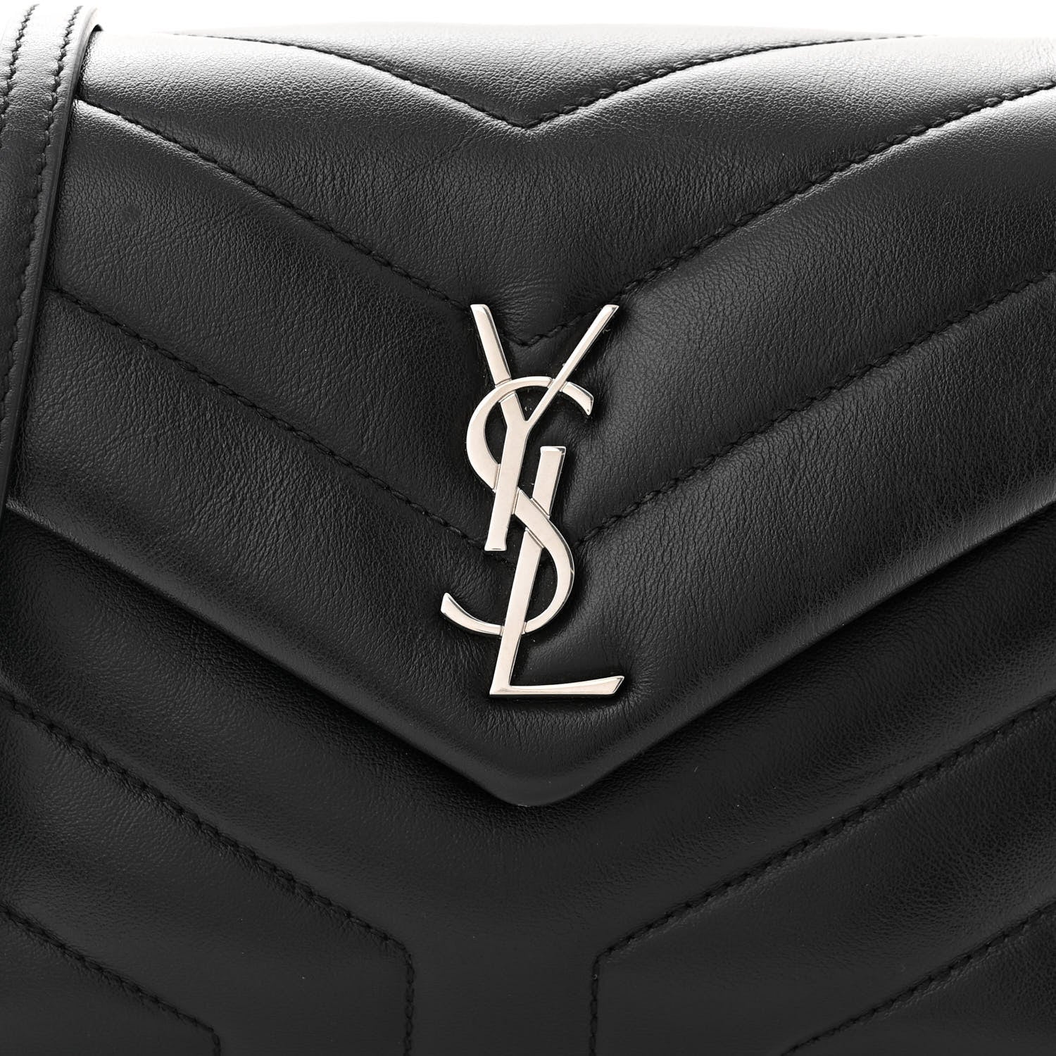 Saint Laurent Calfskin Y Quilted Monogram Toy Loulou Crossbody Bag Black 8 of 12