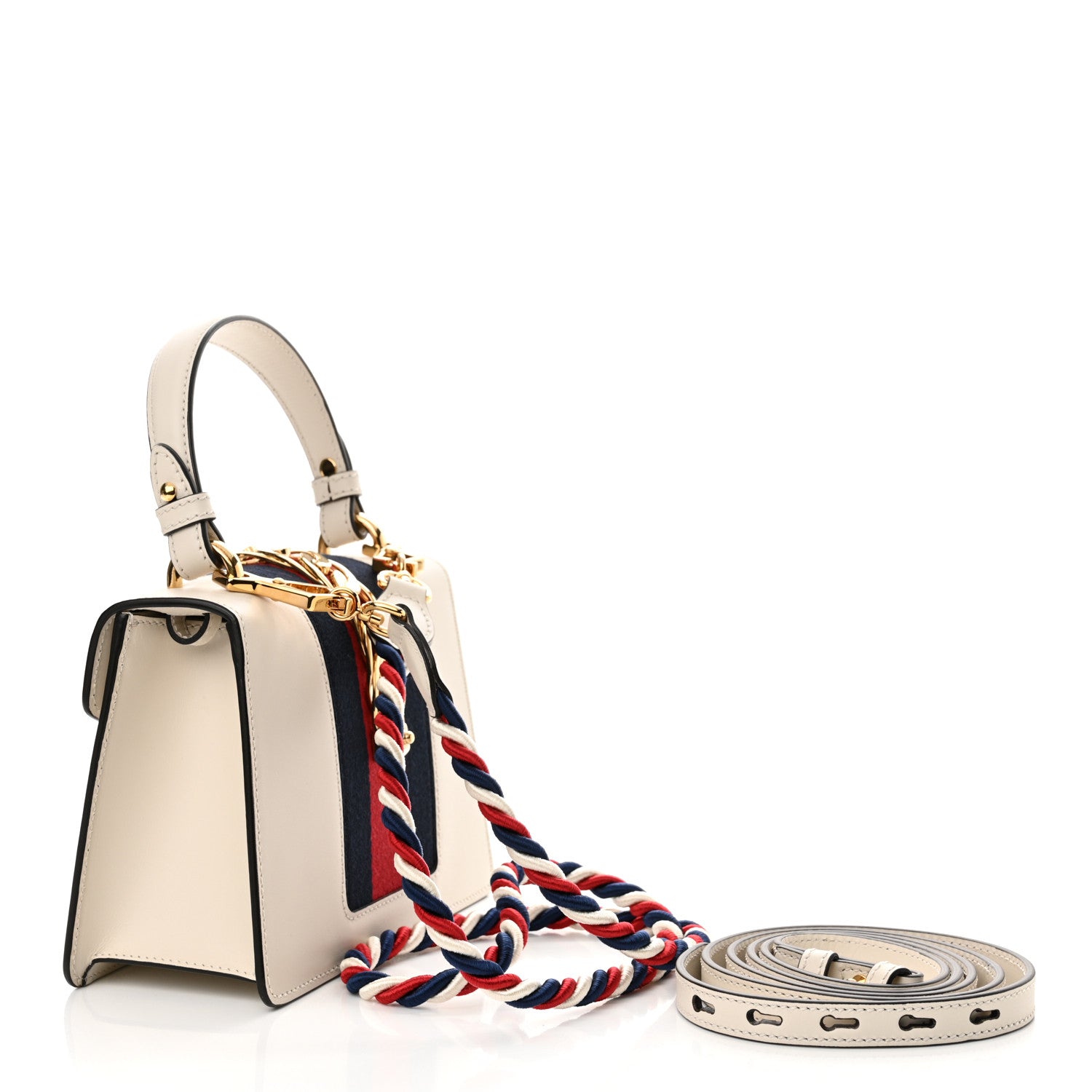 Gucci Calfskin Mini Sylvie Top Handle Bag White 3 of 12