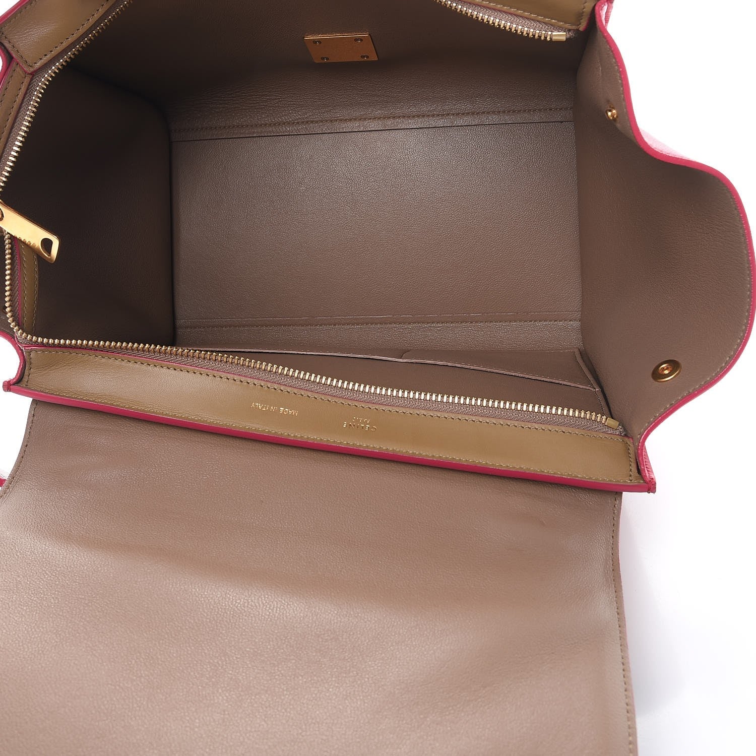 Celine Smooth Calfskin Small Bicolor Trapeze Taupe Fuchsia 6 of 14