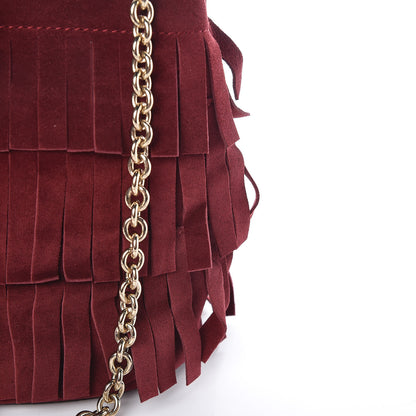 Burberry Suede Fringe Mini Bucket Bag Cherry 10 of 12
