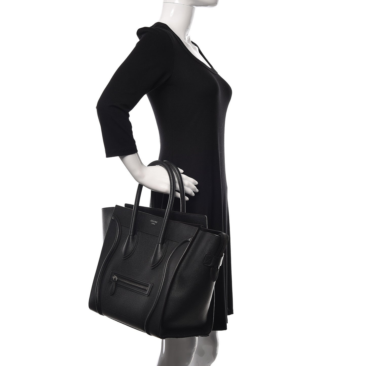 Drummed Calfskin Mini Luggage Black
