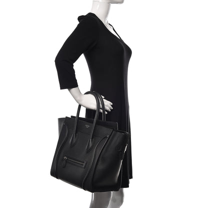 Celine Drummed Calfskin Mini Luggage Black 2 of 11