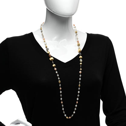 Marco Bicego 18K Yellow Gold Moonstone Sunstone Beaded Necklace 2 of 4