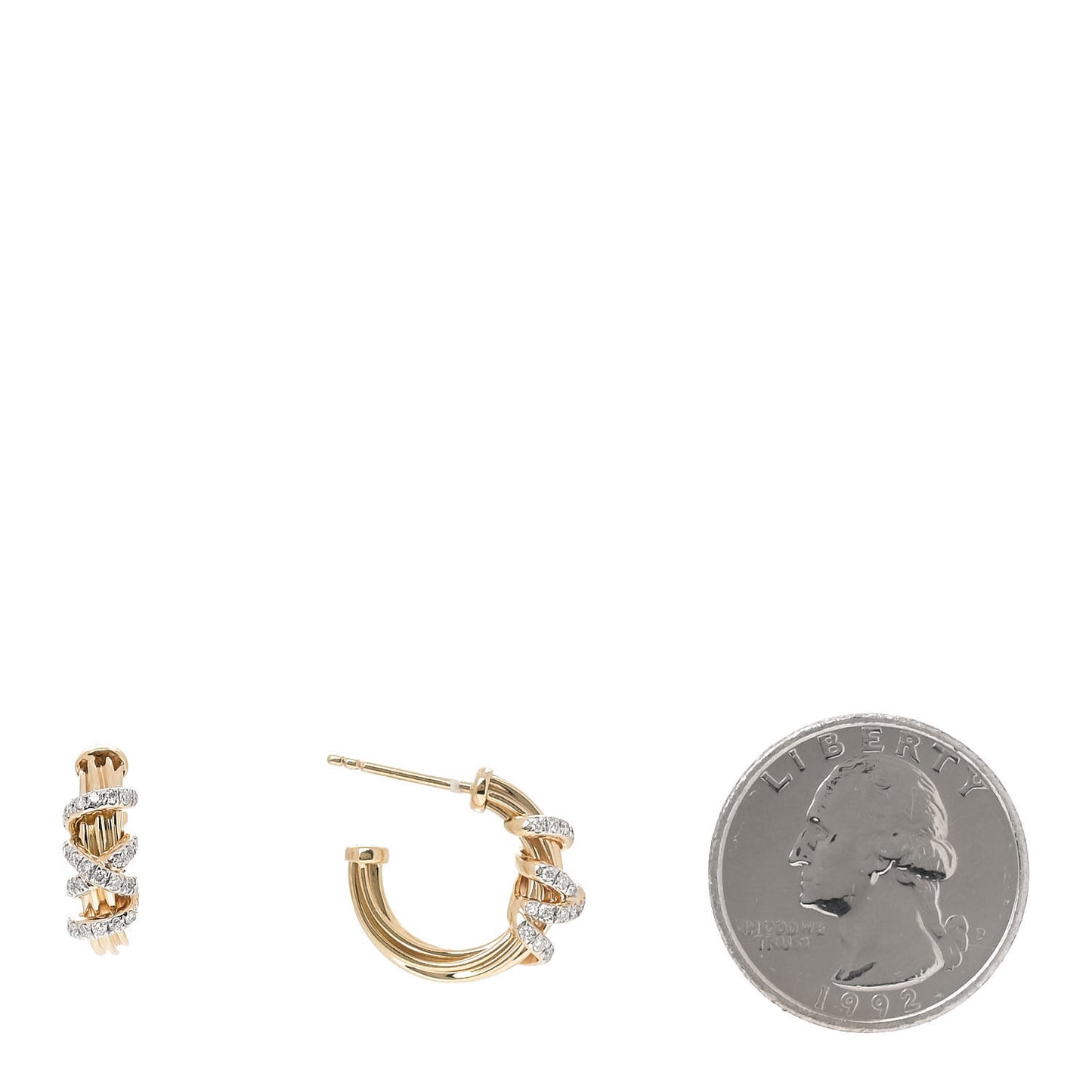 18K Yellow Gold Diamond Helena Small Hoop Earrings
