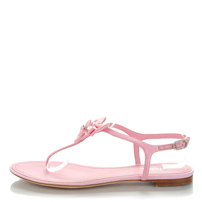 Chanel Satin Bow Thong Sandals 39 Rose 1 of 6