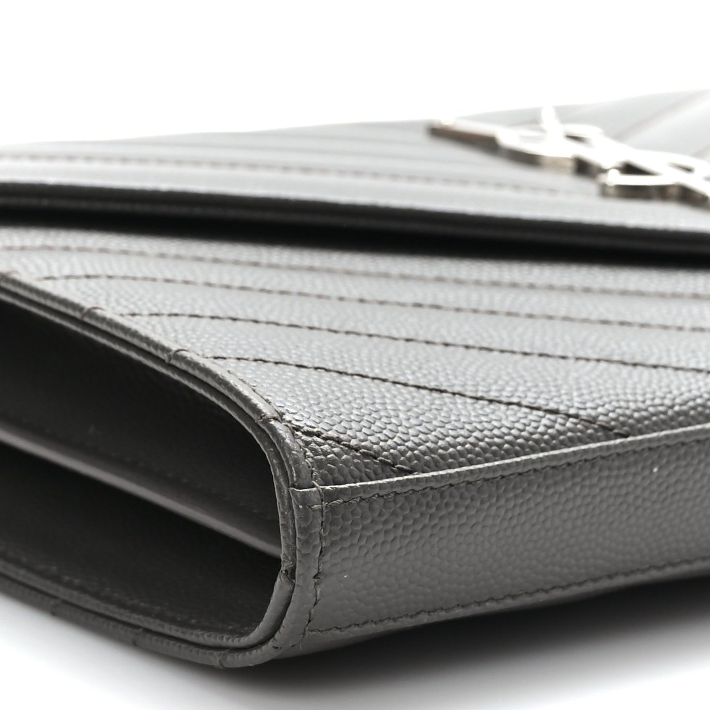 Grain De Poudre Matelasse Chevron Monogram Envelope Chain Wallet Earth